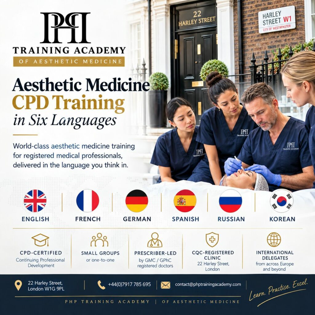 Multilingual Aesthetic Training at 22 Harley Street: CPD Courses in Six Languages